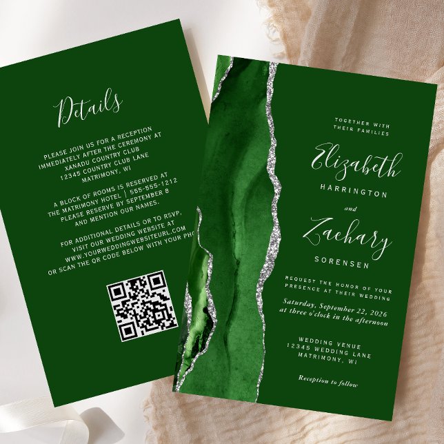 Budget Chasseur Vert Argent QR Code Mariage (Créateur téléchargé)