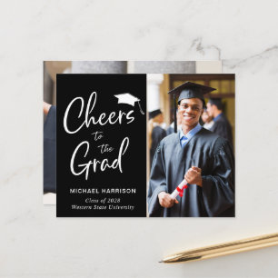 Budget Cheers Photo Black Graduation Faire-part