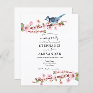 Budget Cherry Blossom Bird Soirée Invitation