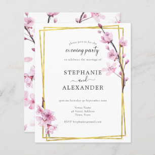 Budget Cherry Blossom & Gold Invitation de soirée