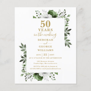 Budget Chic 50e anniversaire Mariage Invitation fl