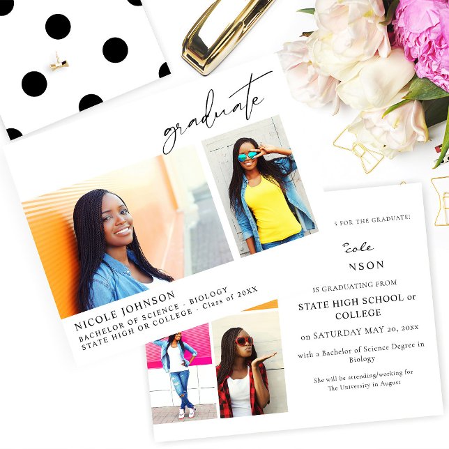 Budget Chic 5 Multi Photo Graduate Faire-part (Créateur téléchargé)