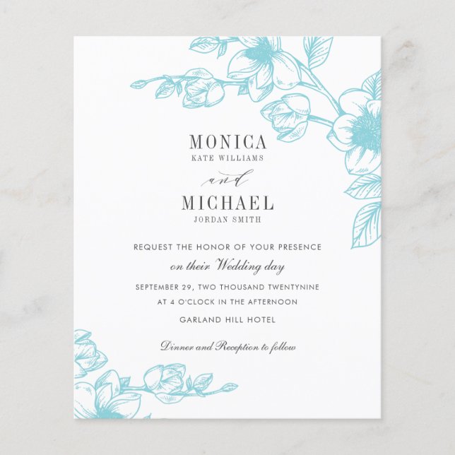 BUDGET Chic AQUA Magnolia Flower Branch Mariage (Devant)