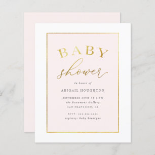 Budget Chic Blush Pink Gold Typographie Baby showe