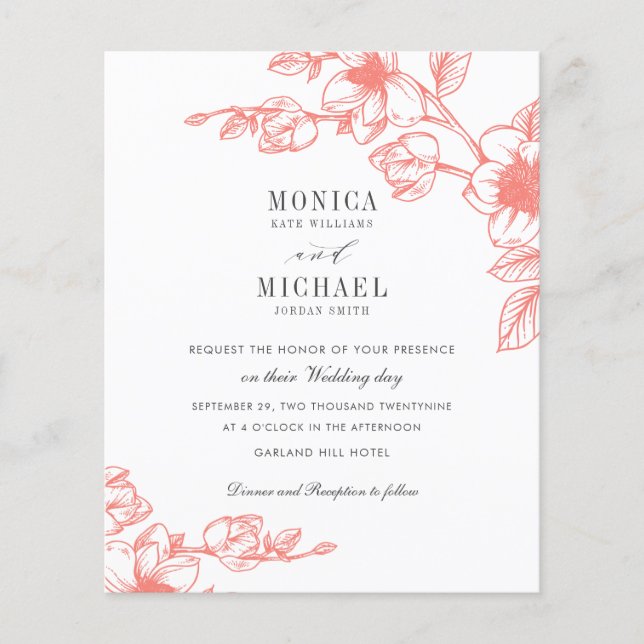 BUDGET Chic CORAL Magnolia Flower Mariage (Devant)