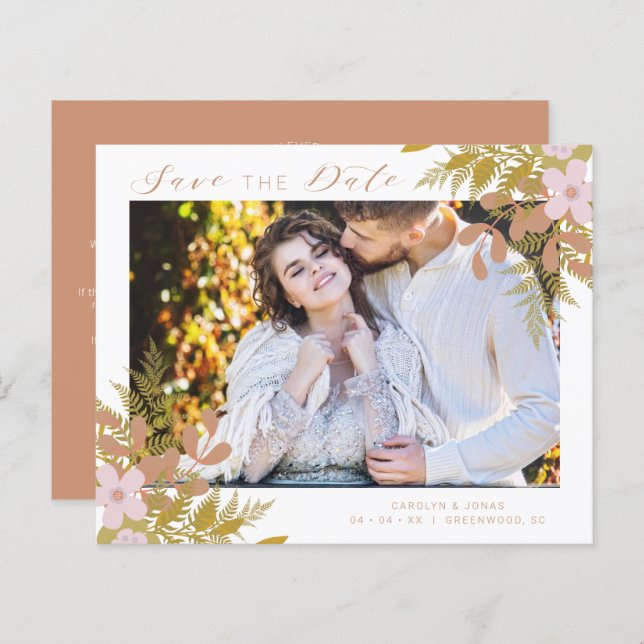 Budget Chic Dusty Shades Branches Photo Wedding (Devant / Derrière)