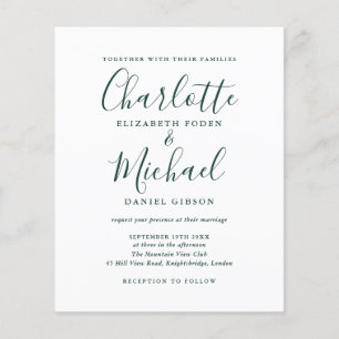 Budget Chic Faire-part de mariage de script Emeral
