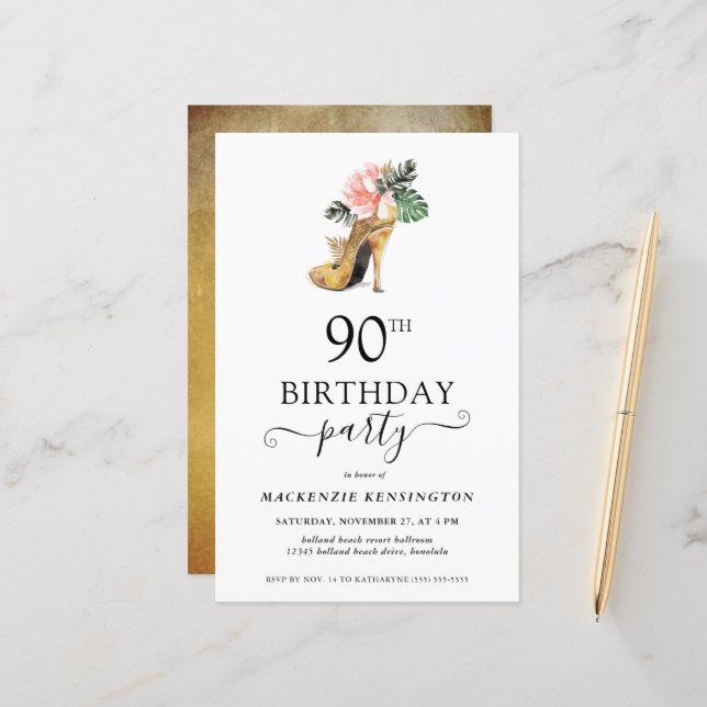 Budget Chic Floral Gold High Heels 90e anniversair (Devant/Arrière en situation)