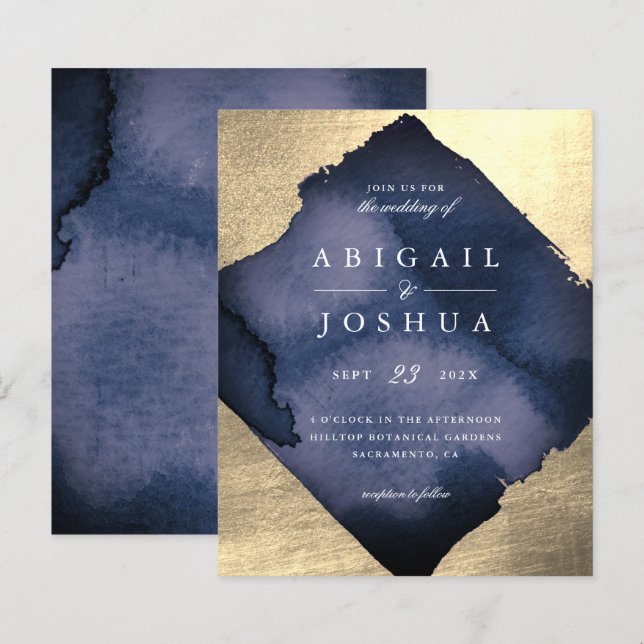 Budget Chic Gold Diamond Marine Aquarelle Mariage (Devant / Derrière)