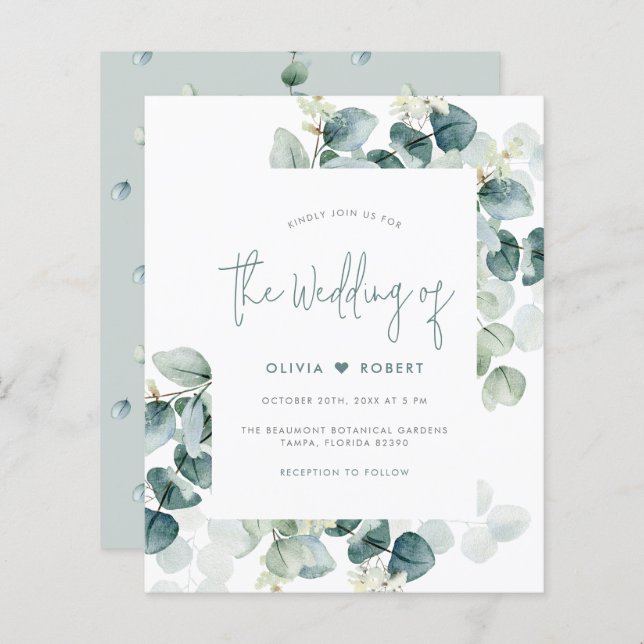 Budget Chic moderne Eucalyptus Mariage de verdure (Devant / Derrière)