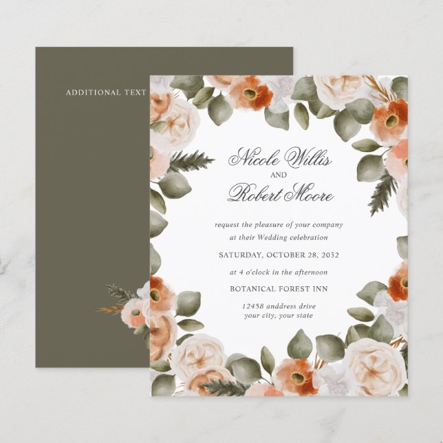 Budget Chic Orange Ivory MOSS Mariage fleuri vert (Devant / Derrière)