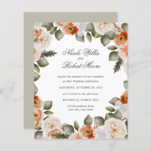 Budget Chic Orange Ivory Sage vert Mariage floral