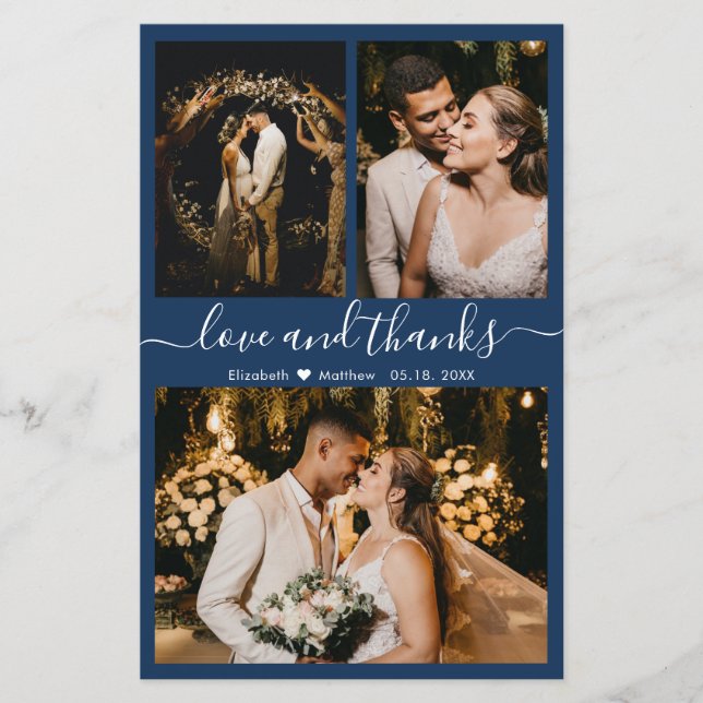 Budget Chic Photo Collage Mariage Carte de remerci (Devant)