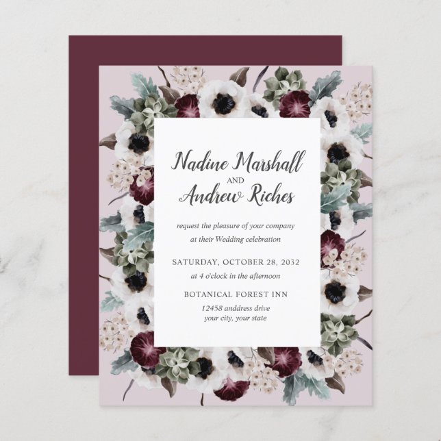 Budget Chic Plum ivoire Sage Mariage cadre rose (Devant / Derrière)