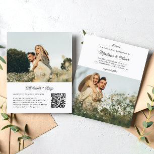 BUDGET Chic Rustic Script 2 Photo QR Code Mariage