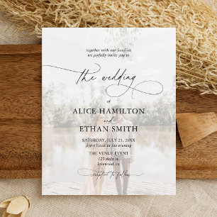 Budget Chic Script Faire-part de mariage photo