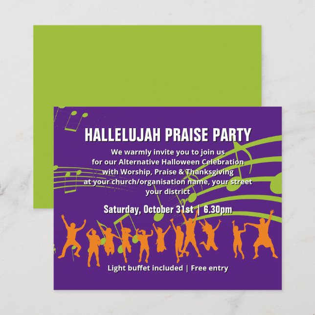 Budget Christian Halloween PRAISE PARTY Invitation (Devant / Derrière)
