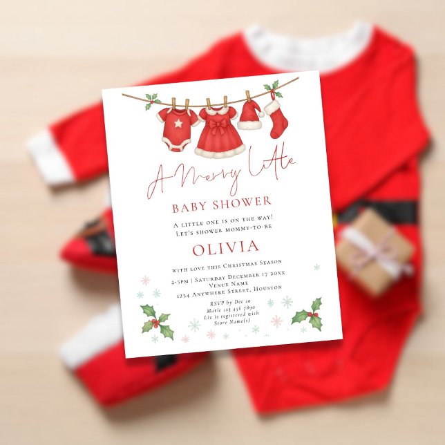 Budget Christmas Clothesline Baby Shower Invite (Créateur téléchargé)