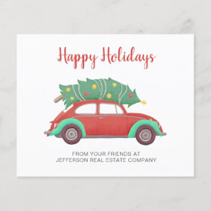 Budget Christmas Tree Car Business Holiday Card