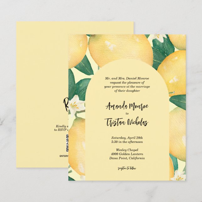 Budget Citrons Mariage tous en un Invitations (Devant / Derrière)