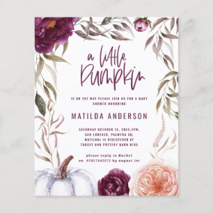 budget citrouille de pêche violet baby shower d'au