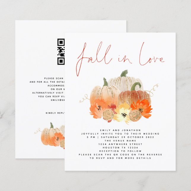 Budget Citrouille Parties scintillant QR Code Chut (Devant / Derrière)