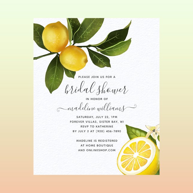 BUDGET Citrus Lemon Garden Fête des mariées Invita (Créateur téléchargé)