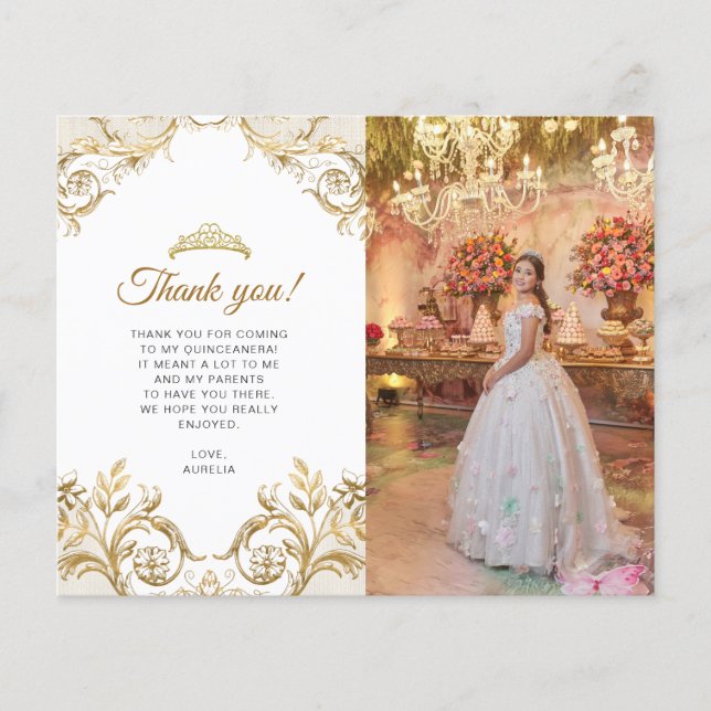 BUDGET Classic Blanc Or photo Quinceañera (Devant)