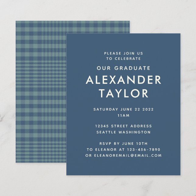Budget Classic Blue Glen Plaid Motif Graduation (Devant / Derrière)