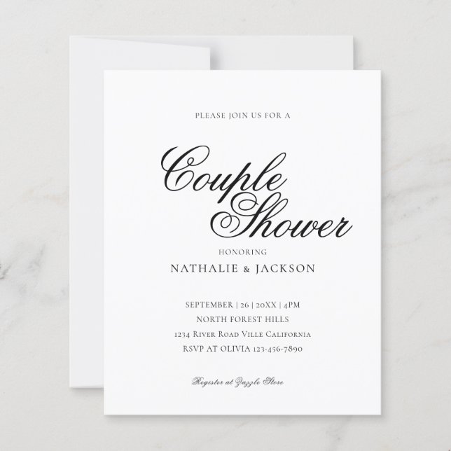 BUDGET Classic Elegant Script Couple Shower (Devant)