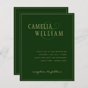BUDGET Classic Emerald Green Mariage Invitation