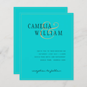 BUDGET Classic Turquoise Gold Wedding Invitation