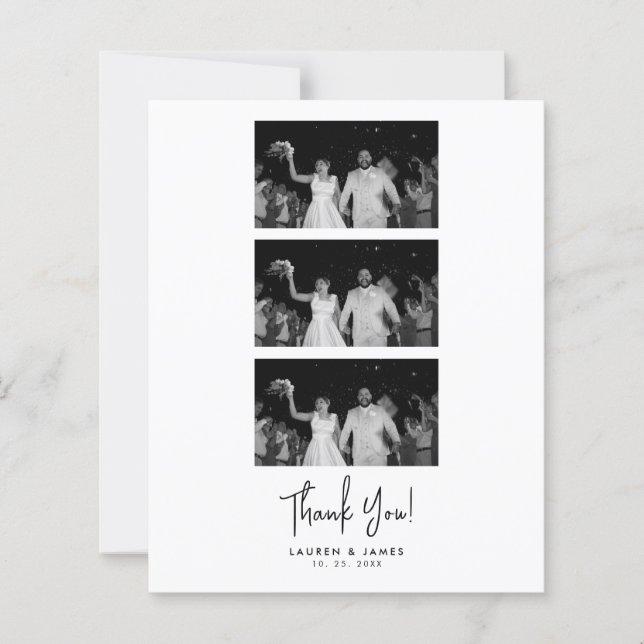 Budget Classic Wedding Photo Strip Thank You Card (Devant)
