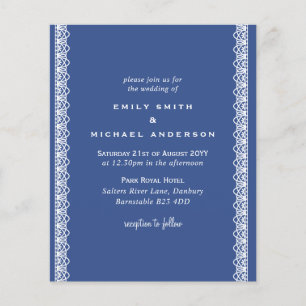 Budget Classique Bleu Blanc dentelle Invitations d