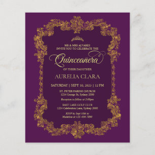 Budget Classique Élégant Violet Or Quinceanera