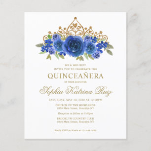 Budget Classique Floral Royal Blue Tiara Quinceañe