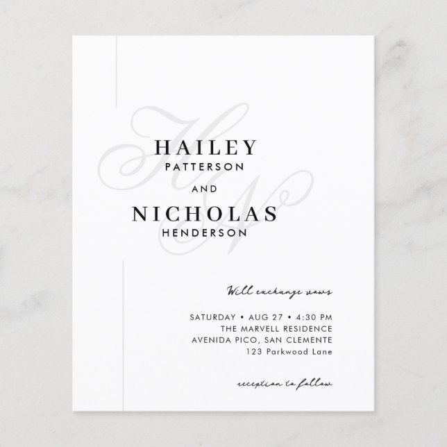 Budget Classy Chic Romantique Typographie Mariage (Devant)