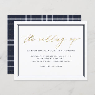 Budget Classy Nautical Navy & Gold Script Mariage