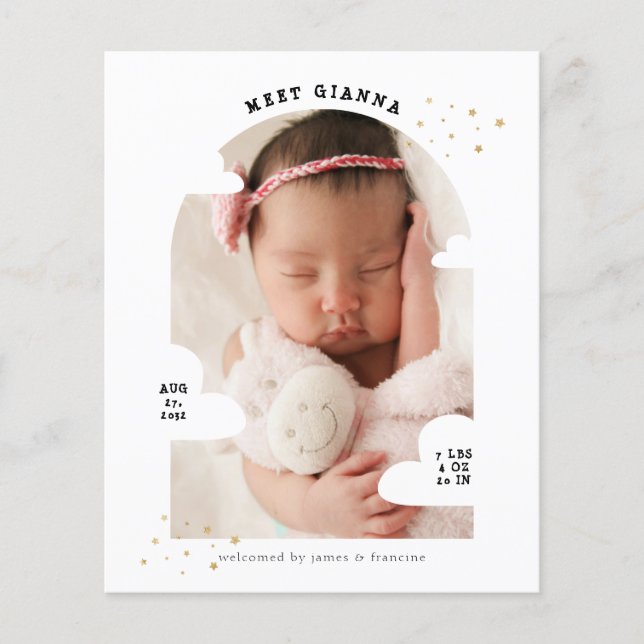 BUDGET Cloud Arch Photo Collage Merci naissance (Devant)