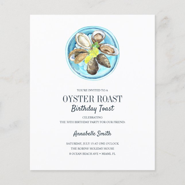 Budget Coastère Oyster Roast fête d'anniversaire (Devant)