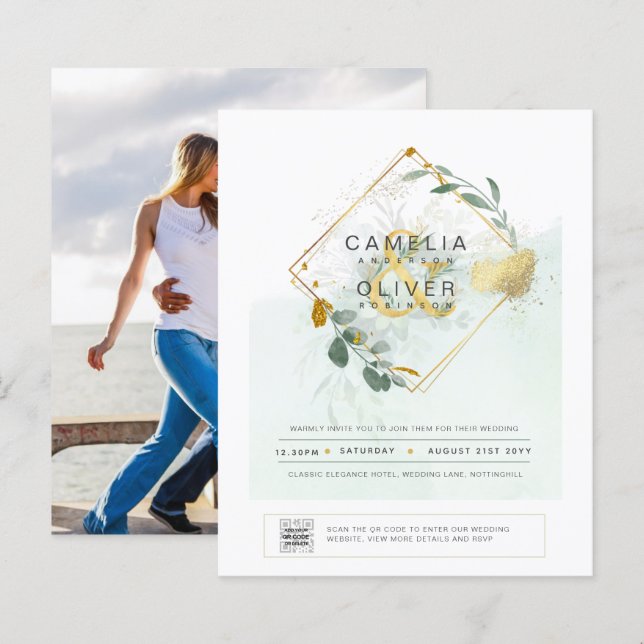 BUDGET CODE DE PHOTOGRAPHIE Faire-part de mariage  (Devant / Derrière)