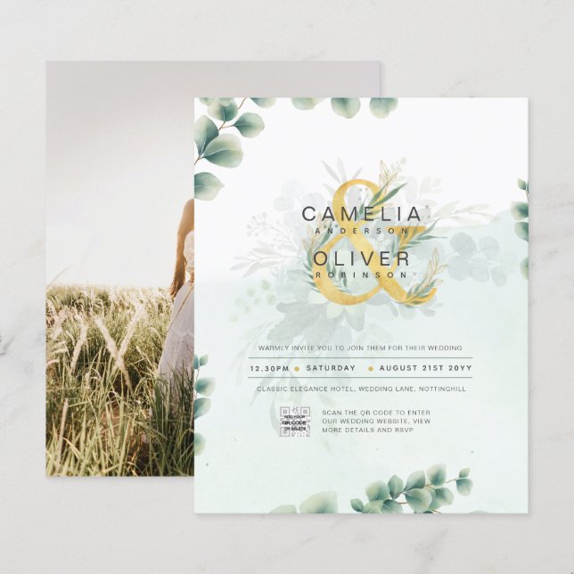 BUDGET CODE DE PHOTOGRAPHIE Faire-part de mariage  (Devant / Derrière)