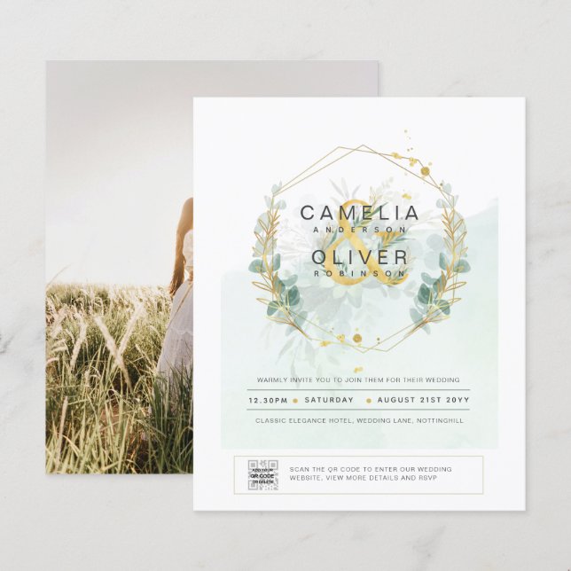 BUDGET CODE DE PHOTOGRAPHIE Faire-part de mariage  (Devant / Derrière)