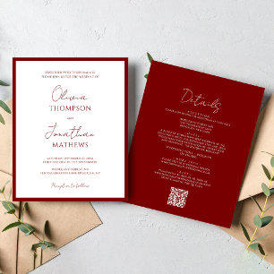 BUDGET Code QR Mariage Écriture Simple Bordure Rou