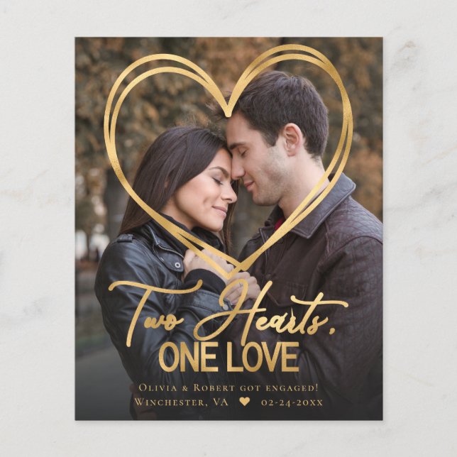 Budget Coeur 2 Fiançailles photo Faire-part (Devant)