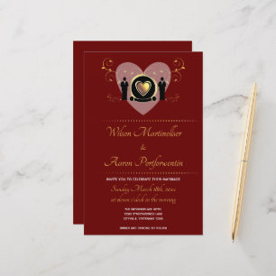 Budget Coeur Bourgogne LGBTQ Faire-part de mariage