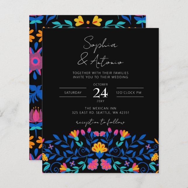 Budget Coloré mexicain Floral Fiesta Mariage (Devant / Derrière)