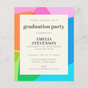 Budget Colorful Abstrait Graduation Party Invitati