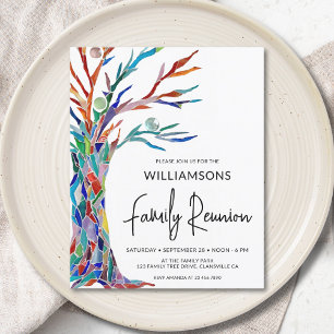 Budget Colorful Family Tree Invitation de réunion 