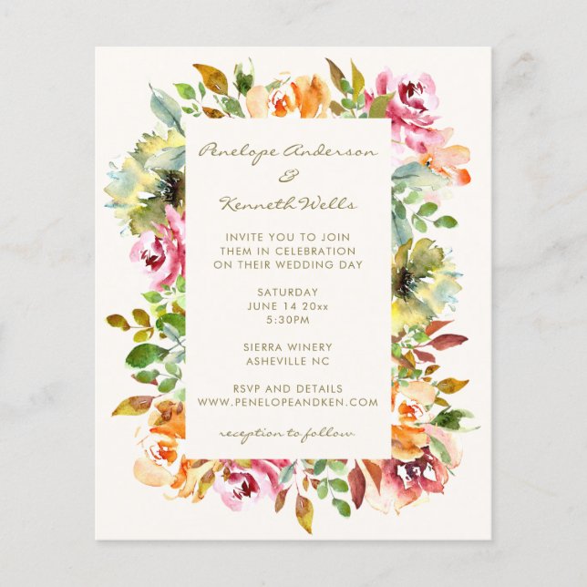 Budget Colorful Floral Mariage QR Code Invitation (Devant)